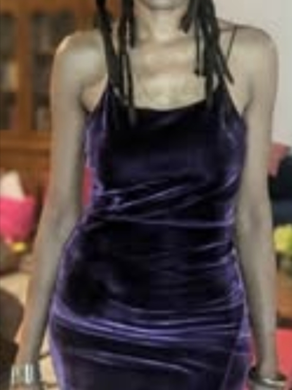 Velvet Dress Deep Purple with Spaghetti Straps